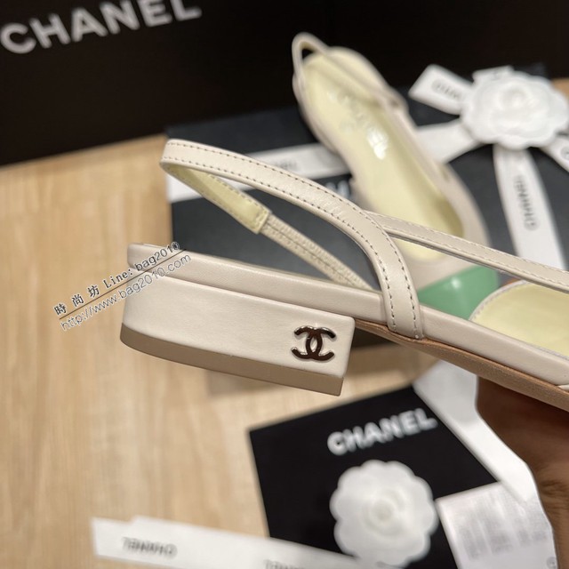 Chanel專櫃經典款女士涼鞋 香奈兒時尚sling back涼鞋平跟鞋6.5cm中跟鞋 dx2569